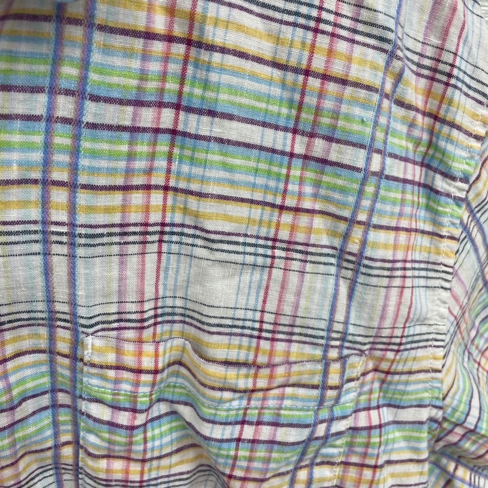 Tommy Bahama XL Mens Linen Blend Long Sleeve Plaid Button Down Shirt - Picture 2 of 11